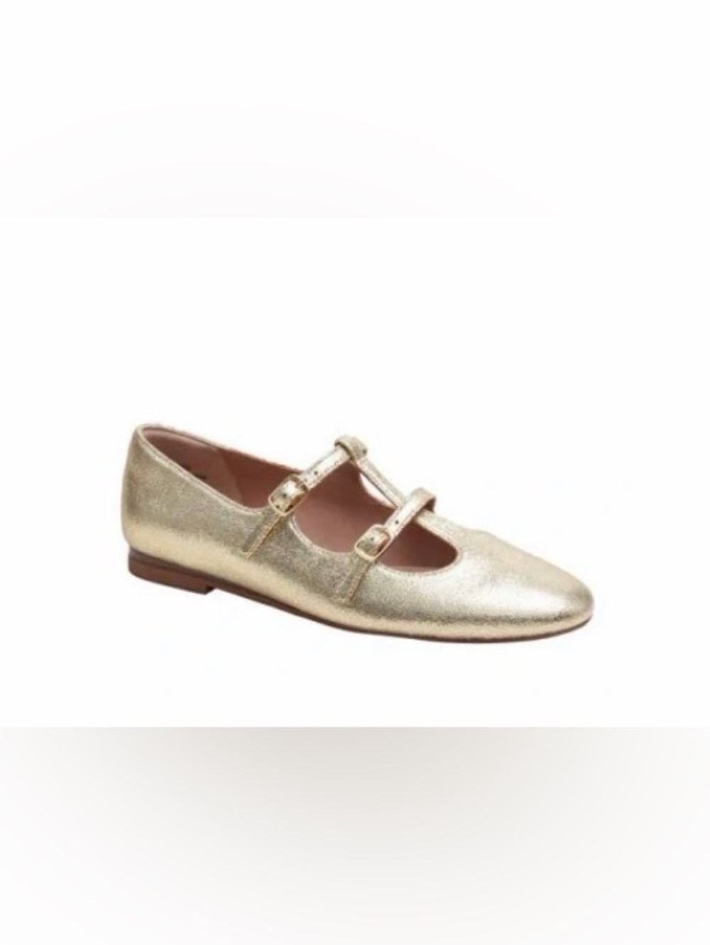 Paolo Matilda Gold crinkle metallic Mary Jane Double-Strap Shoe size 10